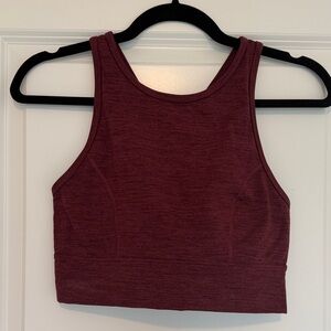 High Neck Burgundy Sports Bra